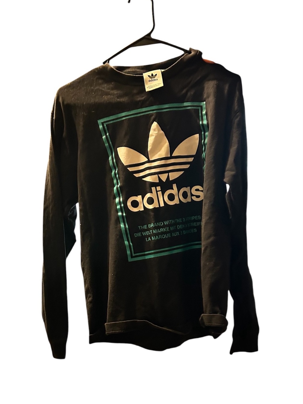 adidas Black Sweatshirt with White Trefoil Tag